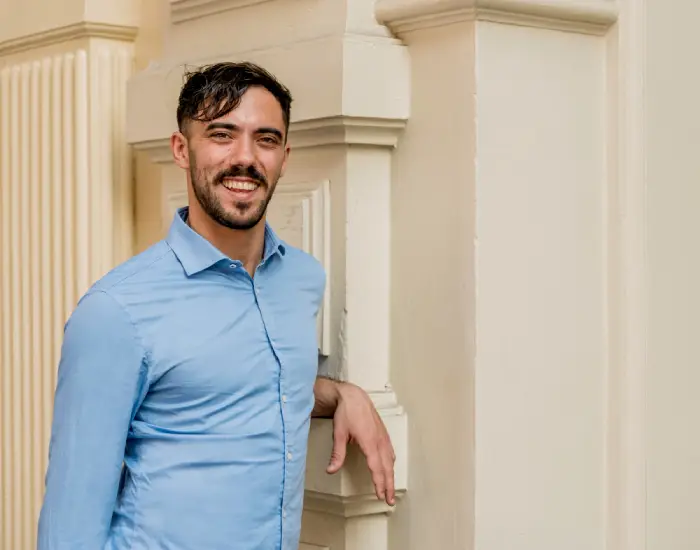 A happy, smiling customer